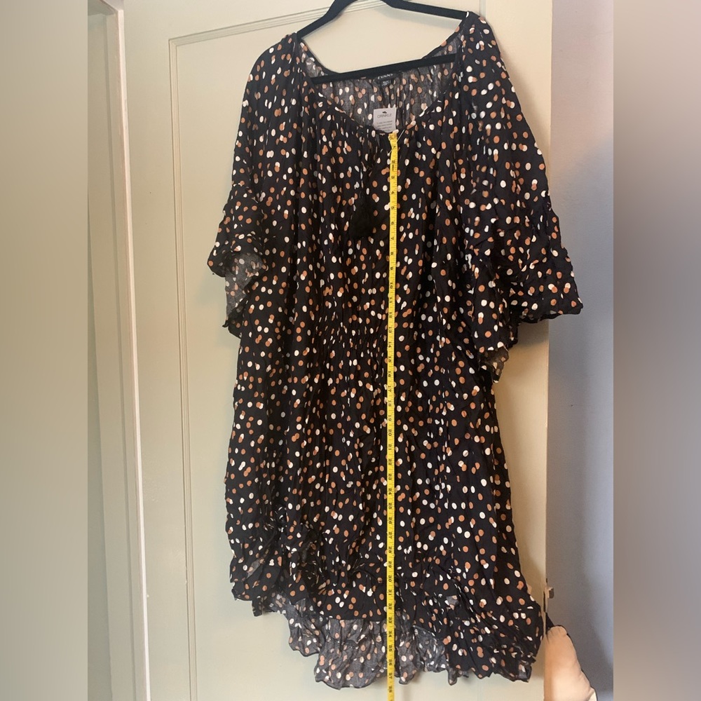 Black, beige, copper polkadot dress, with POCKETS! 22/24 New never been worn